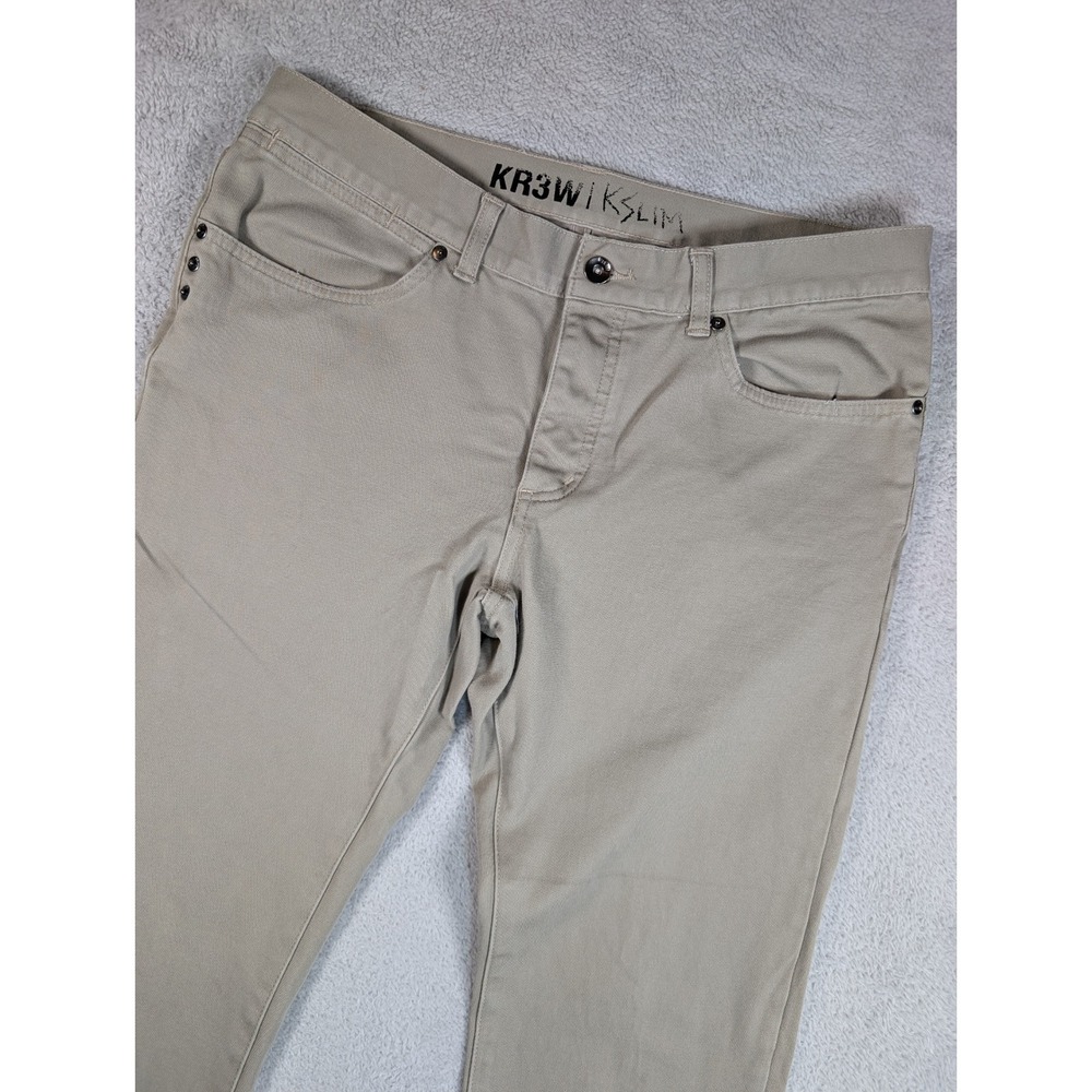 KR3W K-Slim Mens Khaki Tan Slim Straight Leg Skate Chino Pants Size 34x30